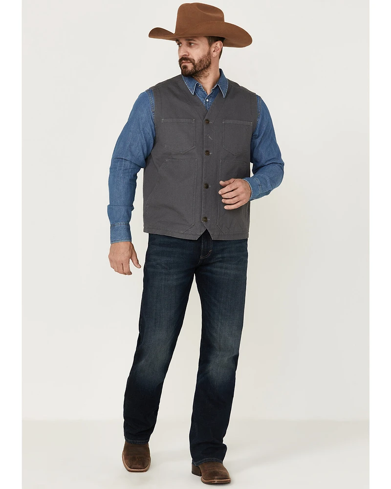 Blue Ranchwear Men's Solid Button-Down Duck Canvas Vest