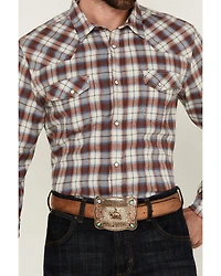 Blue Ranchwear Men's Forest Plaid Print Long Sleeve Snap Western Shirt