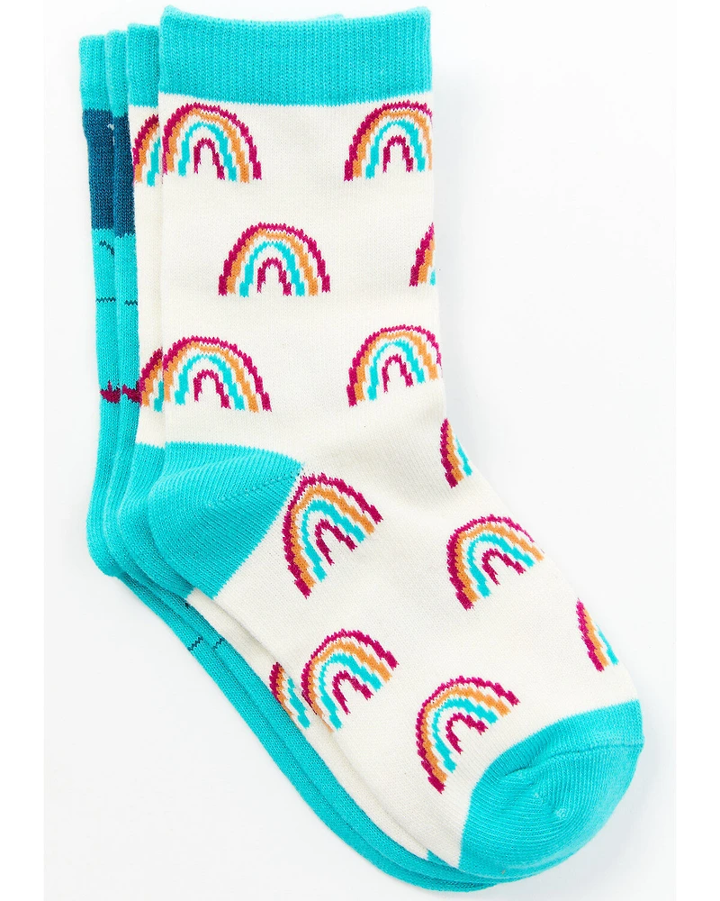Shyanne Girls' Rainbow 2-Pack Crew Socks