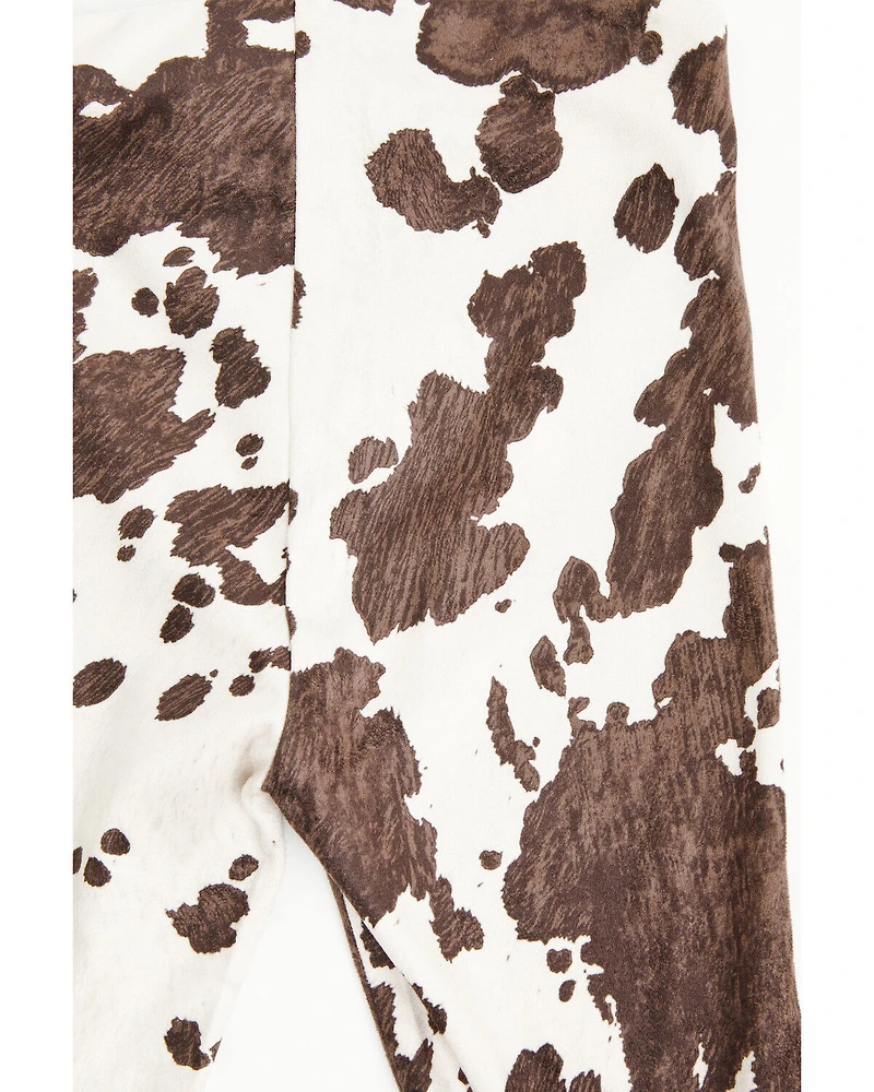Shyanne Toddler Girls' Carly Faux Suede Cow Print Flare Pants