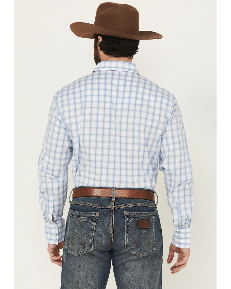 Wrangler Men's Plaid Print Long Sleeve Snap Stretch Western Shirt