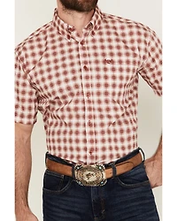 Cowboy Hardware Men's Boot Barn Exclusive Cube Plaid Print Short Sleeve Button-Down Western Shirt