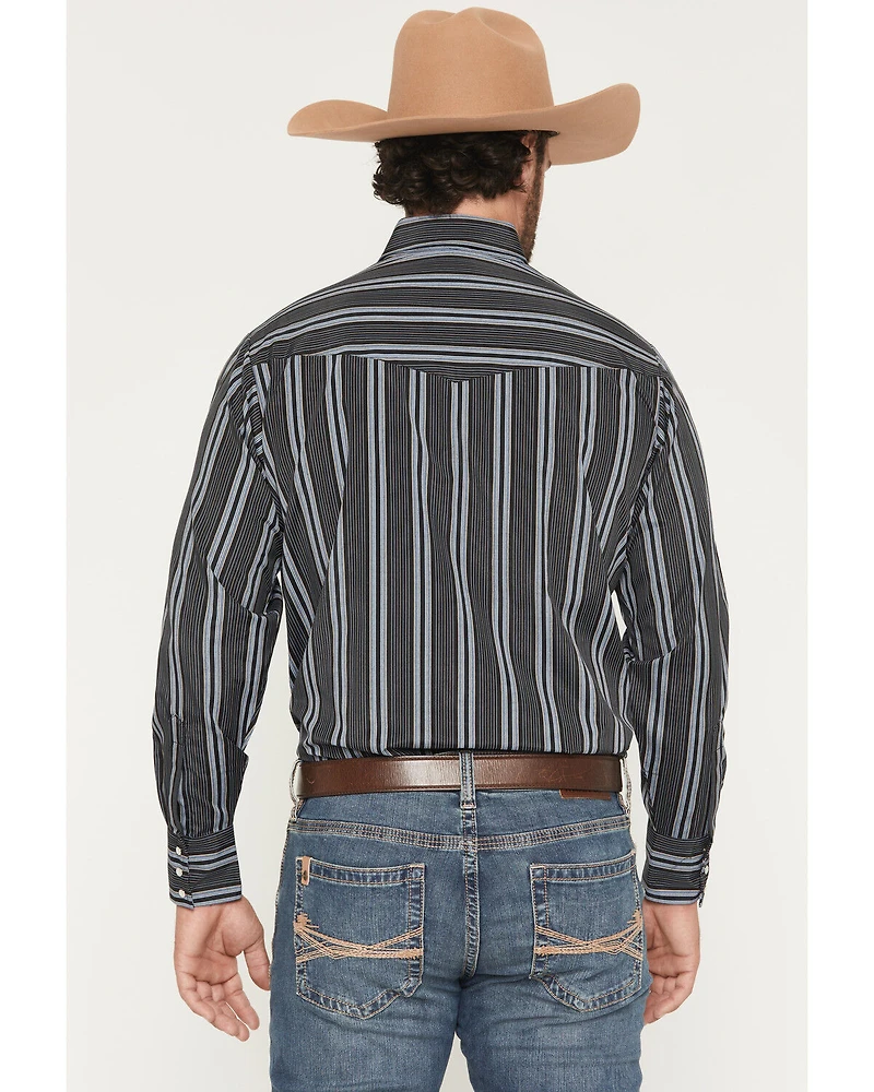 Ely Walker Men's Stripe Print Long Sleeve Snap Western Shirt