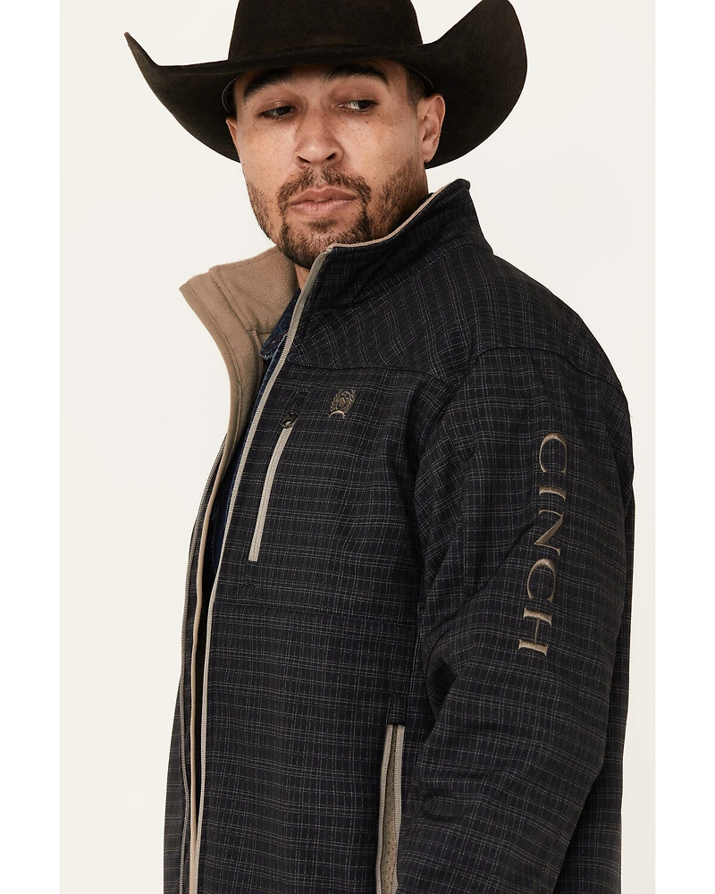 Cinch Men's Plaid Print Bonded Zip Softshell Jacket