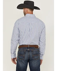 Wrangler Men's Plaid Print Long Sleeve Button-Down Stretch Western Shirt