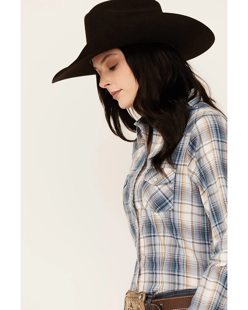 Roper Women's Plaid Print Long Sleeve Snap Western Shirt