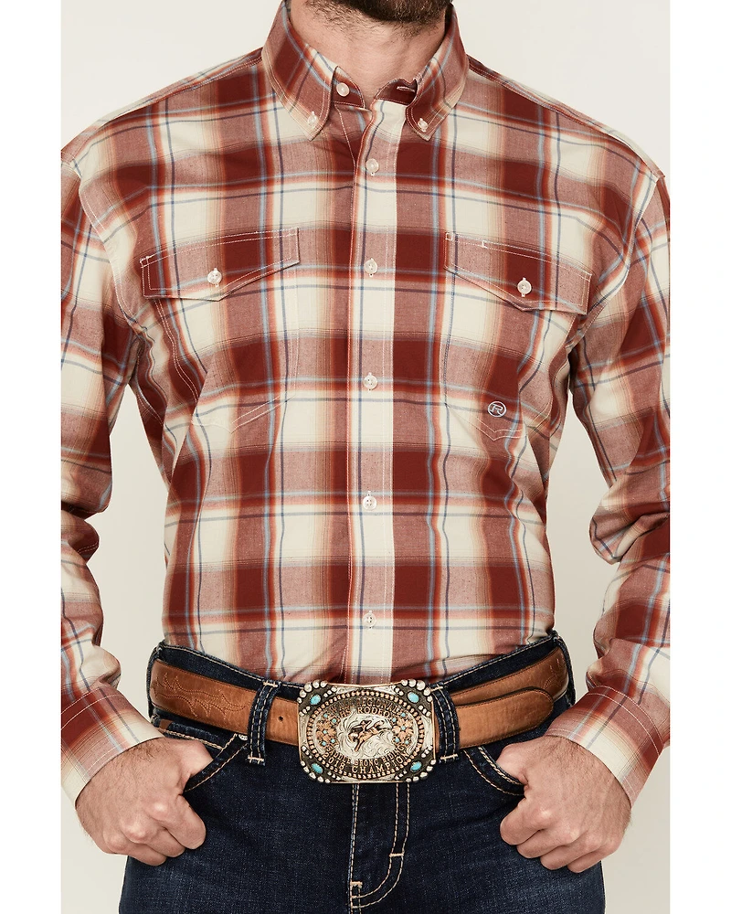 Roper Men's Amarillo Plaid Print Long Sleeve Button-Down Western Shirt