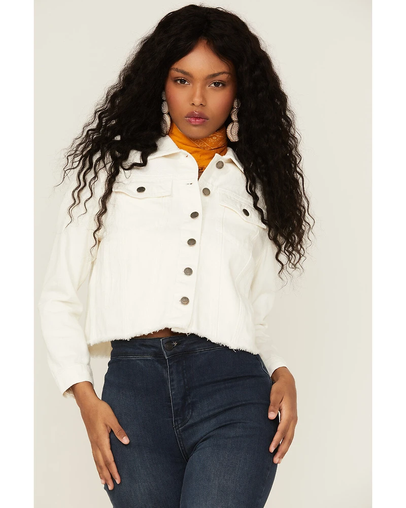 Velvet Heart Women's Jeanie Denim Frayed Hem Jacket