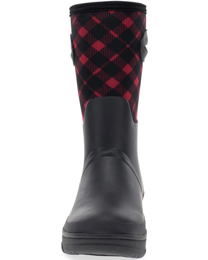 Western Chief Women's Polarprene Buffalo Check Faux Fur Mid Rubber Boots