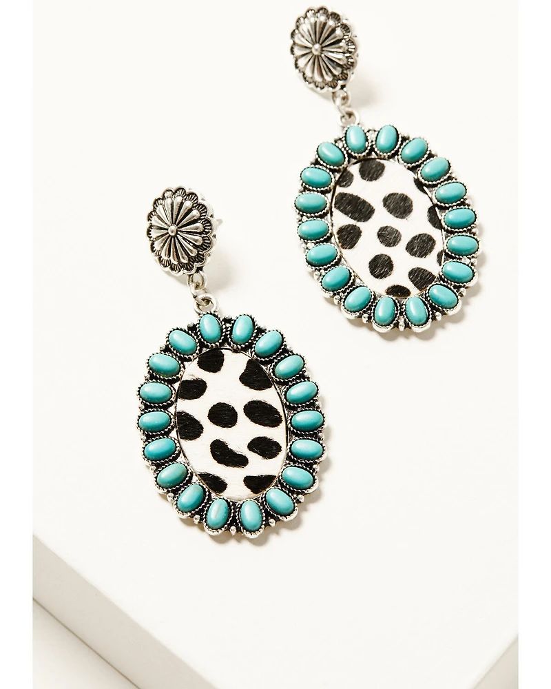 Shyanne Women's Cowhide Oval Statement Earrings