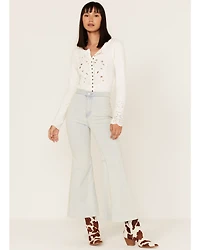 Free People Women's Light Wash High Rise Youthquake Cropped Flare Jeans