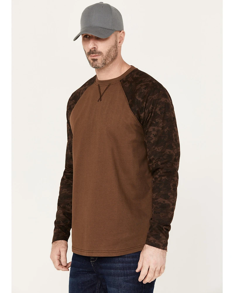 Cody James Men's Camo Color Block Long Sleeve Baseball Work T-Shirt