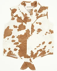 Shyanne Toddler Girls' Cow Print Sleeveless Snap Tie Front Shirt