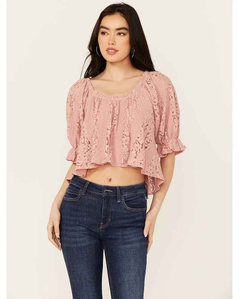 Free People Women's Stacey Lace Cropped Shirt