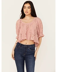 Free People Women's Stacey Lace Cropped Shirt