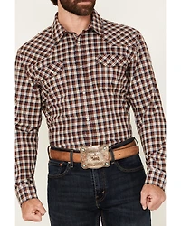 Blue Ranchwear Men's Bryce Plaid Print Long Sleeve Snap Western Shirt