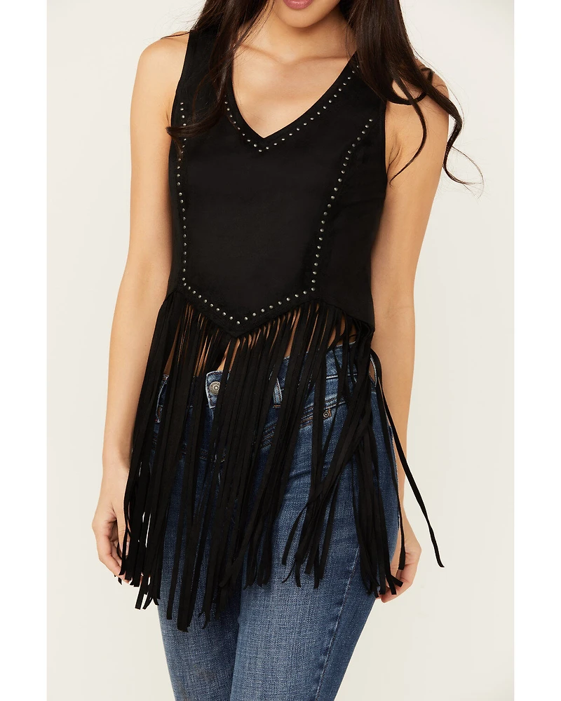 Idyllwind Women's Monticello Fringe Faux Suede Studded Tank