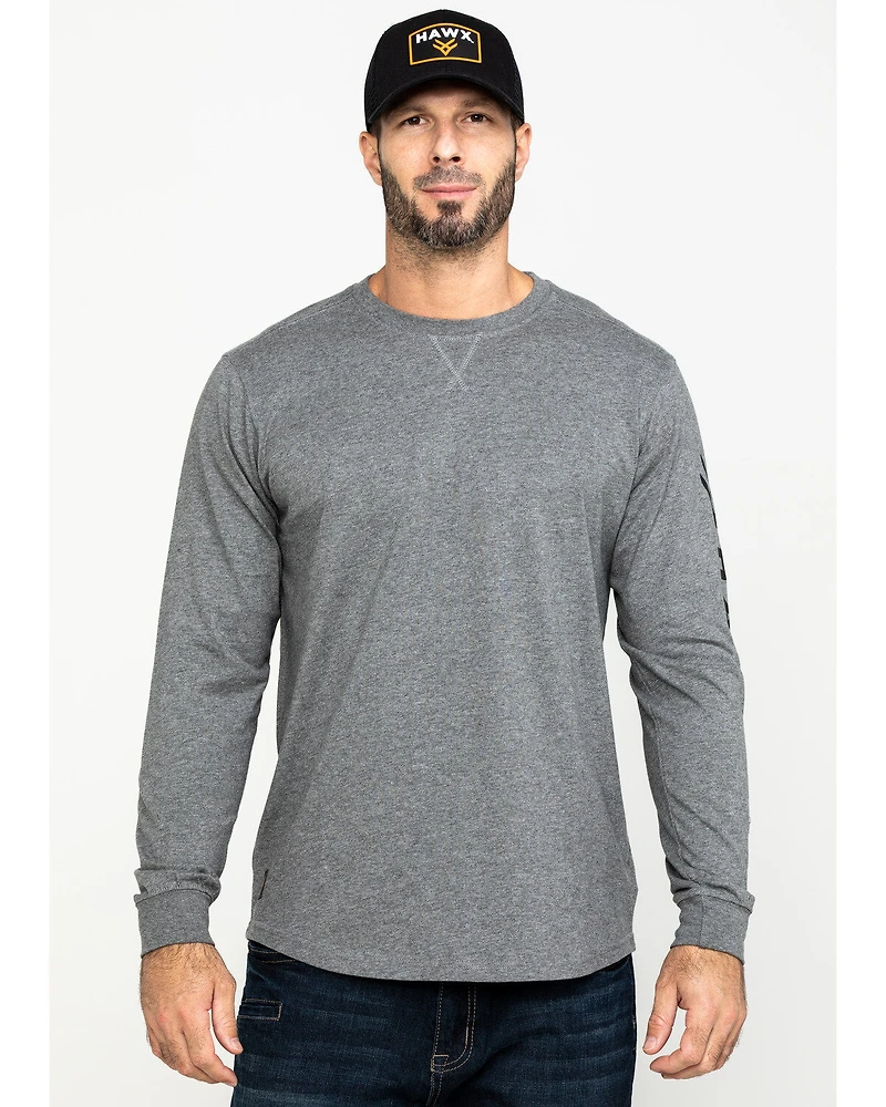 Hawx Men's Gray Logo Sleeve Long Work T-Shirt - Tall