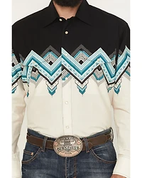Panhandle Slim Men's Southwestern Border Print Long Sleeve Pearl Snap Western Shirt