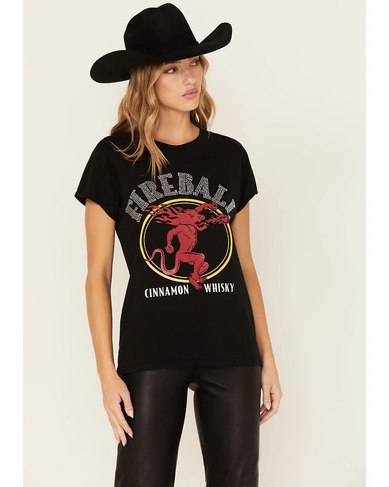 Recycled Karma Women's Fireball Rhinestone Graphic Tee