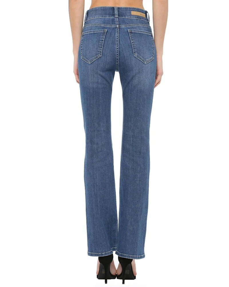 Cello Women's Medium Wash Button Kick Flare Jeans