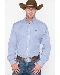 Cinch Men's Royal Blue Striped Western Shirt - Big & Tall