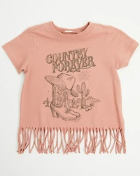 Shyanne Toddler Girls' Country Forever Fringe Short Sleeve Graphic Tee