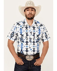 Rock & Roll Denim Men's Southwestern Print Short Sleeve Snap Stretch Western Shirt
