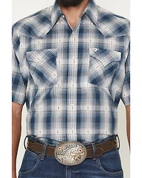 Ely Walker Men's Plaid Print Short Sleeve Pearl Snap Western Shirt