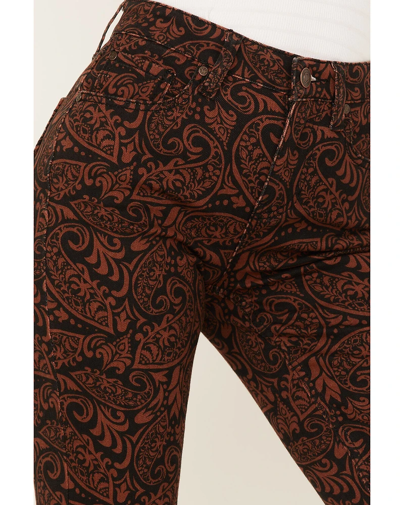 Shyanne Women's Paisley Print Super Flare Jeans