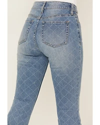 Shyanne Women's Luna Embellished High Rise Flare Stretch Denim Jeans