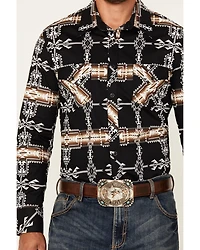 Rock & Roll Denim Men's Southwestern Print Long Sleeve Snap Stretch Western Shirt