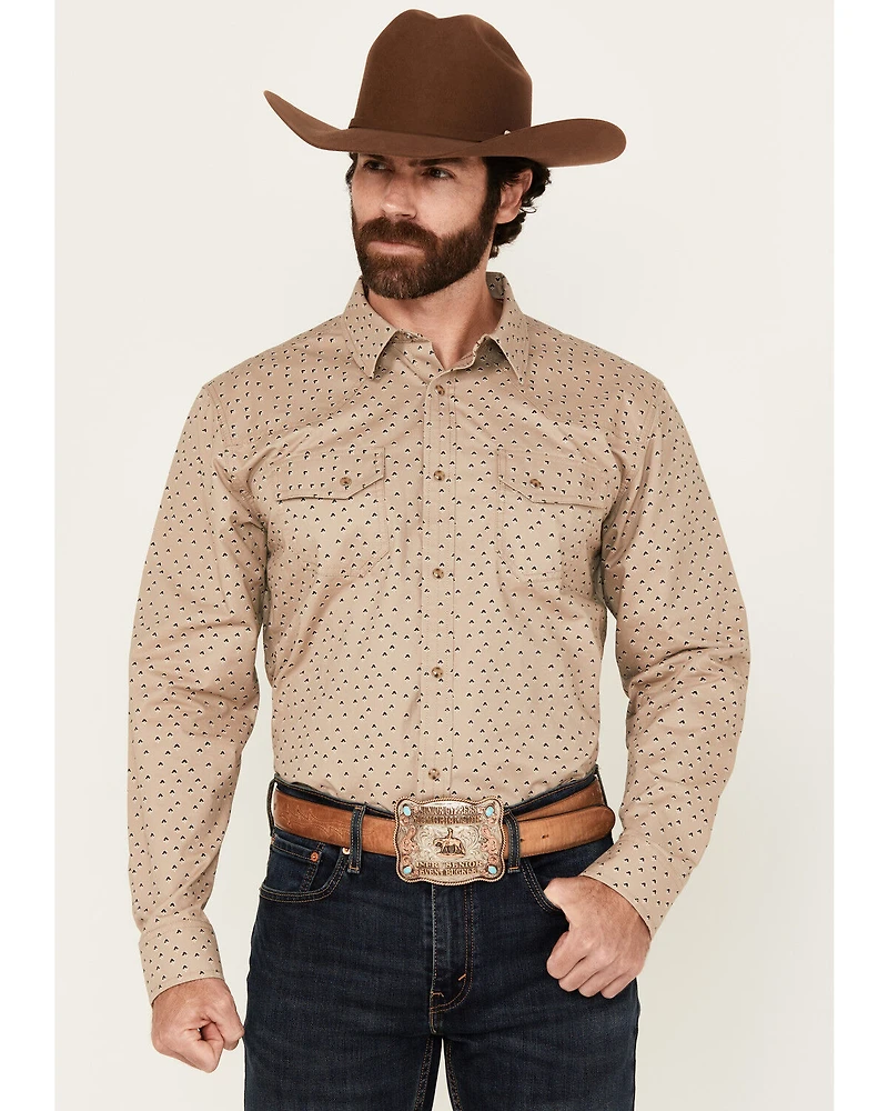 Blue Ranchwear Men's Harrison Geo Print Long Sleeve Snap Western Shirt
