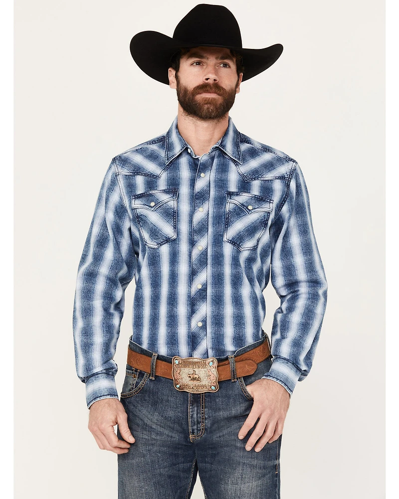 Wrangler Retro Men's Premium Striped Long Sleeve Snap Western Shirt
