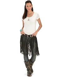 Kobler Leather Women's Hand-Tooled Fringe Belt