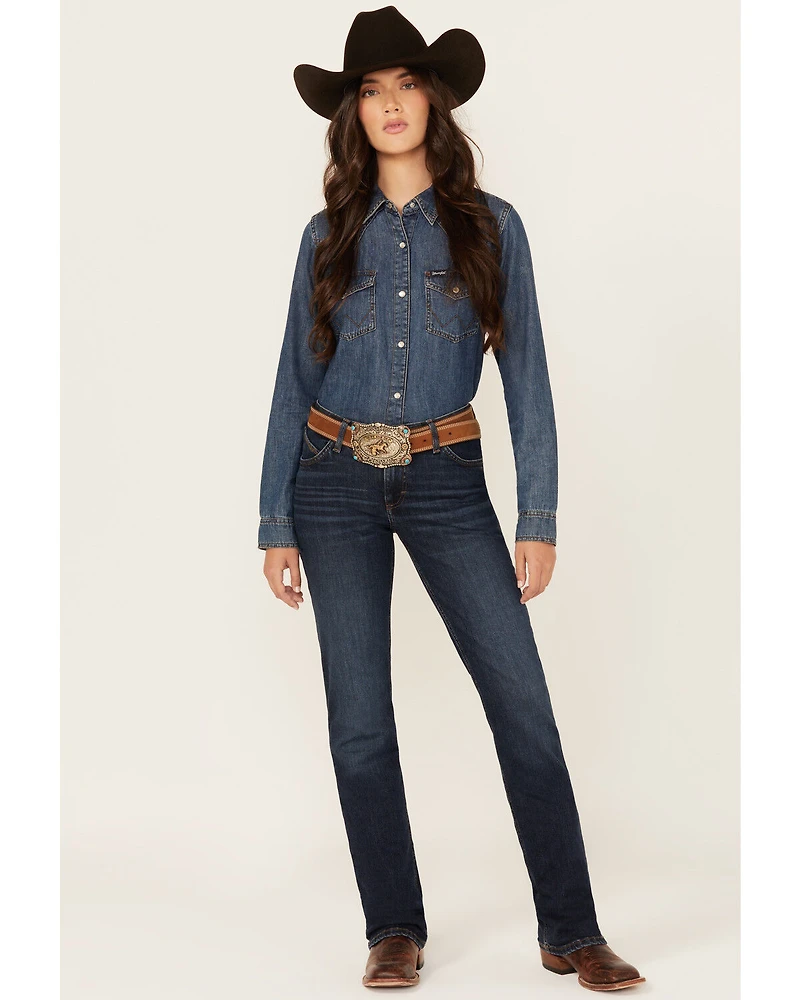 Wrangler Women's Traci Dark Wash Mid Rise Ultimate Riding Bootcut Stretch Denim Jeans