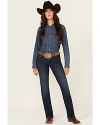 Wrangler Women's Traci Dark Wash Mid Rise Ultimate Riding Bootcut Stretch Denim Jeans