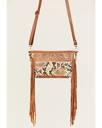 Shyanne Women's Snake Print Fringe Crossbody