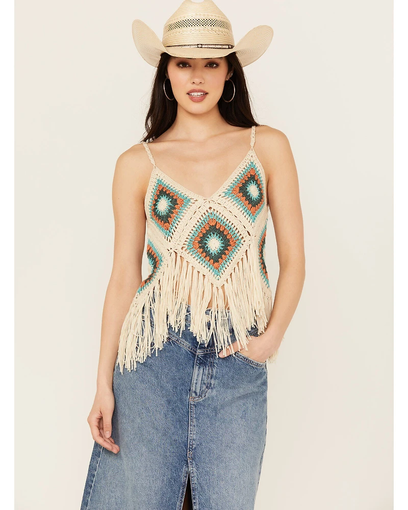 Rock & Roll Denim Women's Crochet Fringe Tank