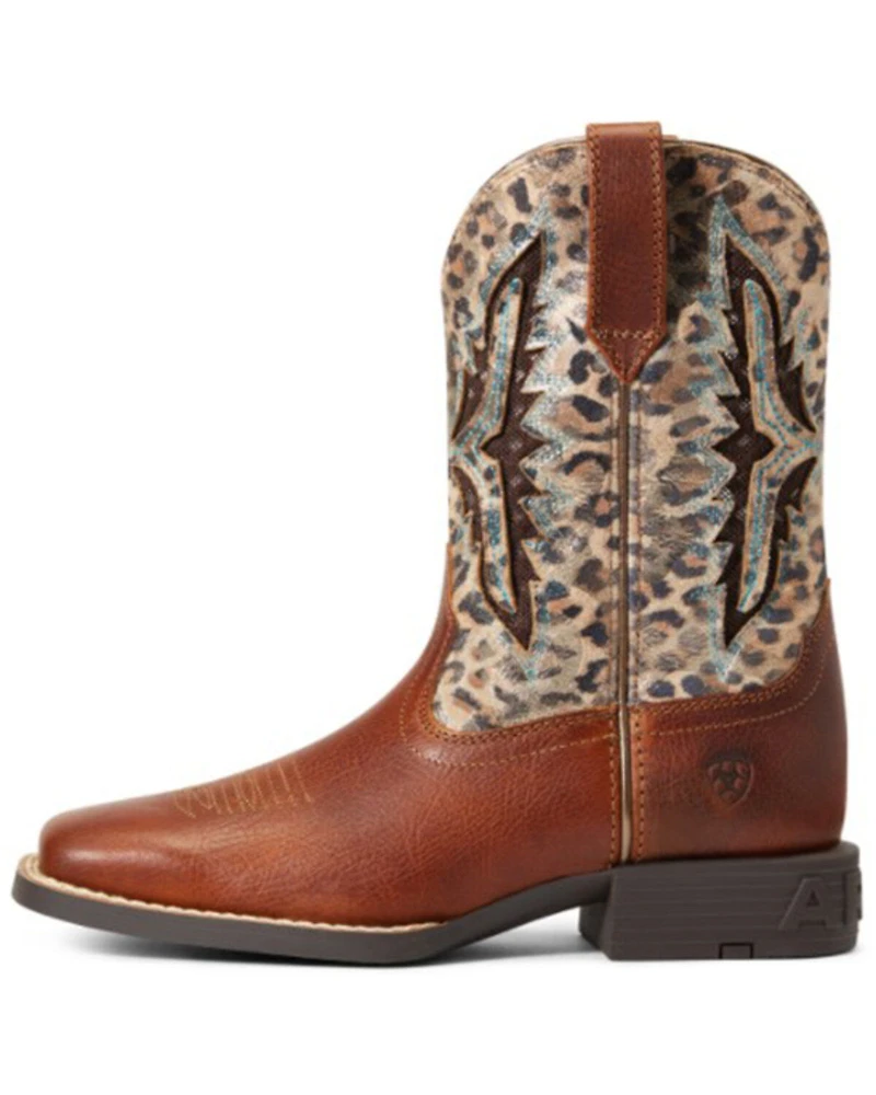 Ariat Girls' Koel VentTEK Leopard Print Western Boots - Broad Square Toe