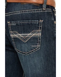 Rock & Roll Denim Men's Double Barrel Dark Wash Relaxed Bootcut Stretch Jeans