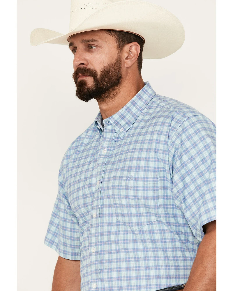 Resistol Men's Delray Plaid Print Long Sleeve Button Down Western Shirt
