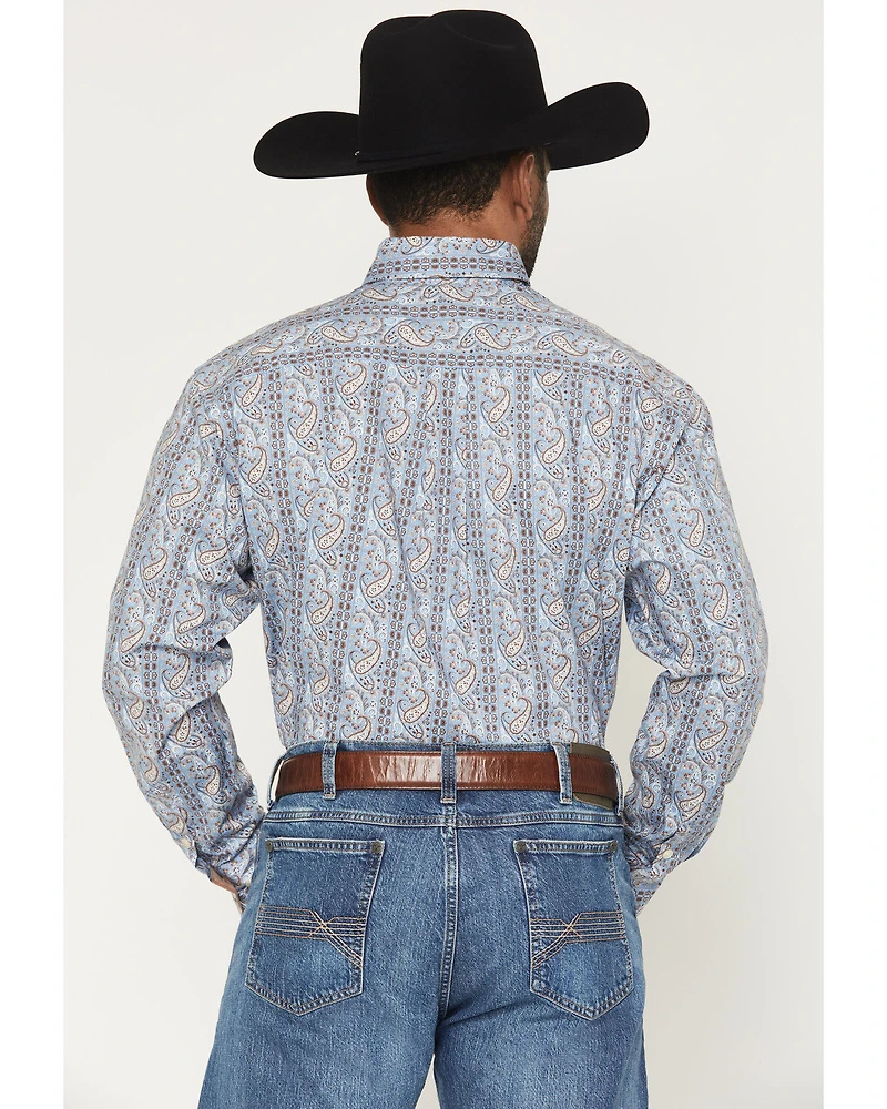 Panhandle Slim Men's Paisley Wallpaper Print Long Sleeve Button-Down Stretch Western Shirt