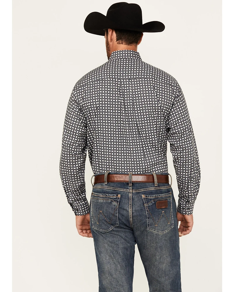 Cinch Men's Geo Print Long Sleeve Button-Down Stretch Western Shirt