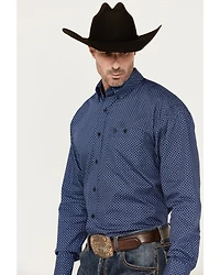 George Strait by Wrangler Men's Geo Print Long Sleeve Button-Down Western Shirt