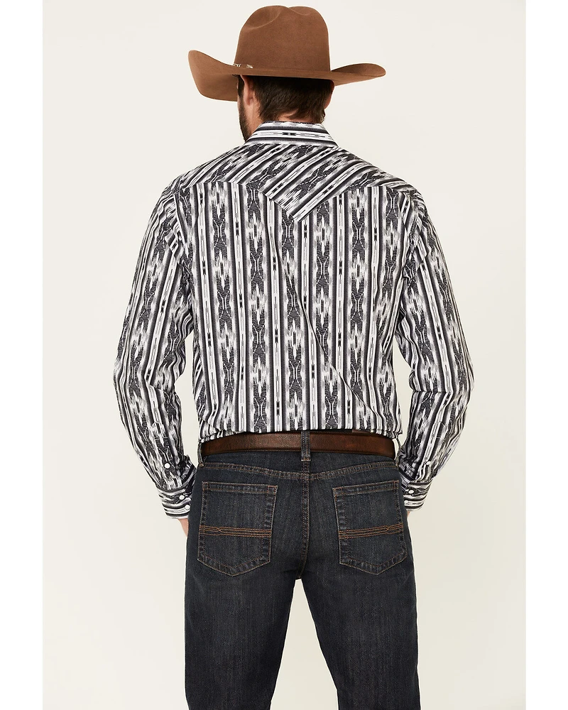 Rock & Roll Denim Men's Southwestern Striped Long Sleeve Snap Western Shirt