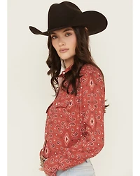 Panhandle Women's Paisley Print Long Sleeve Snap Western Shirt