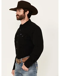 Wrangler Men's Solid Long Sleeve Snap Denim Western Shirt