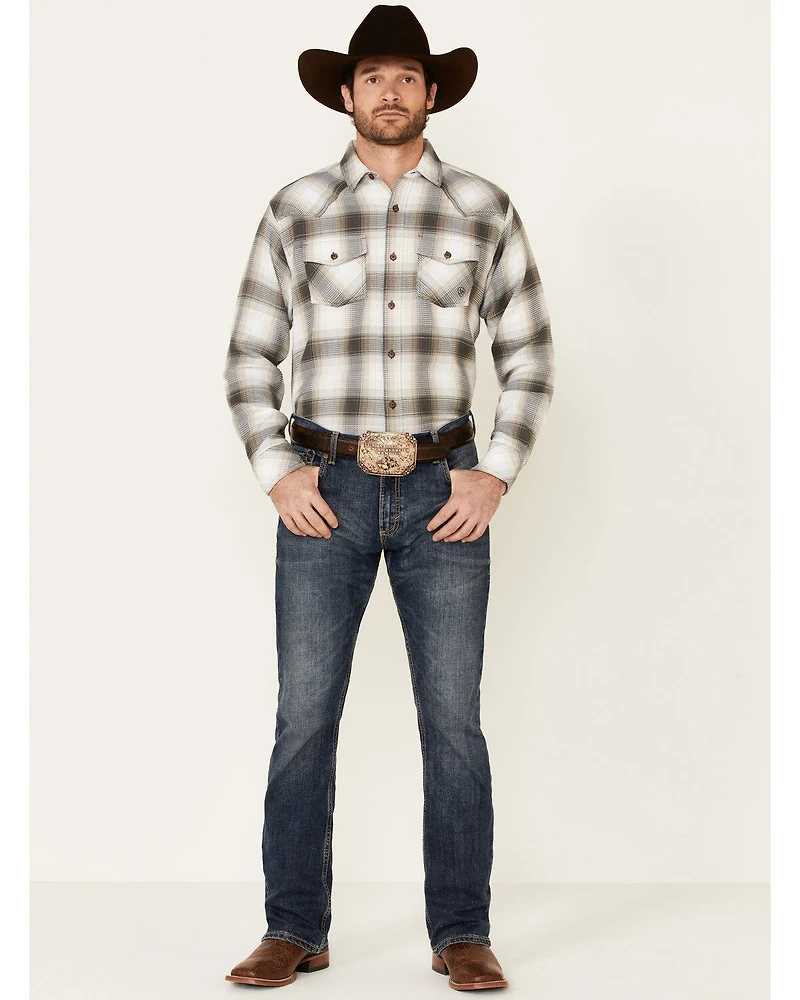 Ariat Men's Hickory Retro Large Plaid Thermal Long Sleeve Button Down Western Shirt