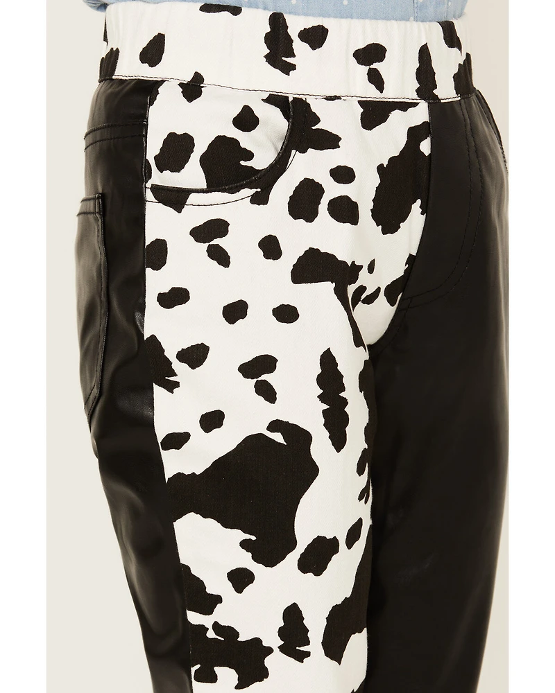 Saints & Hearts Girls' Cow Print Flare Pants